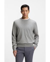 BOSS - Cotton Sweater With Embroidered Logo - Lyst