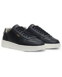 HUGO - Leather Trainers With-Tone Logo - Lyst