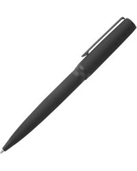 BOSS - Ballpoint Pen In Matte-black Lacquer With Logo Ring - Lyst
