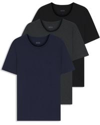 BOSS - Set Van Drie T-Shirts Van Katoen Met Logostiksel - Lyst