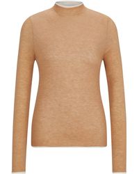 BOSS - Equestrian Soft-Knit Sweater With Two-Tone Effect - Lyst