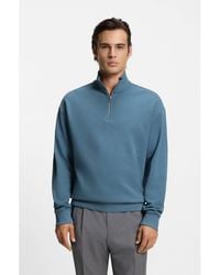HUGO - Relaxed-Fit Cotton Sweatshirt With Zip Neck - Lyst
