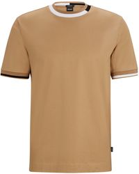 BOSS - T-Shirt aus merzerisierter Baumwolle mit Signature-Streifen-Akzenten - Lyst
