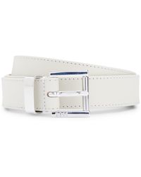BOSS - Italian-leather Belt With Engraved Logo Buckle - Lyst