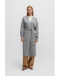 BOSS - Belted Cardigan In Virgin Wool And Cashmere - Lyst