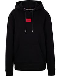 HUGO - Sweat à capuche en coton avec étiquette logo - Lyst