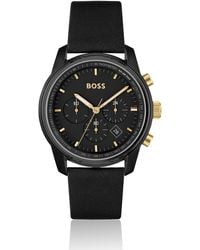 BOSS by HUGO BOSS Trace Chronograph Leather Strap Watch - Black