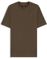 BOSS - T-Shirt Aus Baumwoll-Mix Mit Seide Und Geometrischem Jacquard-Muster - Lyst