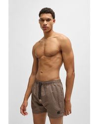 BOSS - Drawstring Swim Shorts With All-Over Print - Lyst