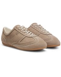 HUGO - Suede Trainers With Stacked Logo - Lyst