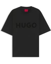 HUGO - Oversized T-Shirt Aus Baumwolle Mit Dekorativem Reflektierendem Logo - Lyst