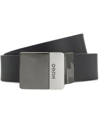 HUGO - Omkeerbare Riem Van Italiaans Leer Met Twee Gespen - Lyst
