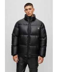 HUGO - Regular-fit Padded Jacket In Faux Leather - Lyst