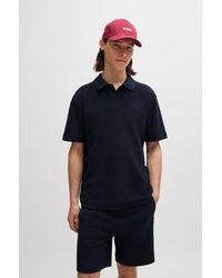 BOSS - Cotton-toweling Polo Shirt With Mixed-technique Logo - Lyst