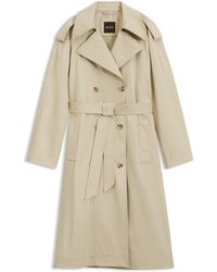 BOSS - Relaxed-Fit Trenchcoat Van Waterafstotende Stretchkatoen - Lyst