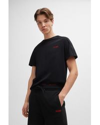 HUGO - Stretch-cotton T-shirt With Logo Tape Sleeves - Lyst