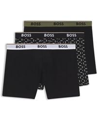 BOSS - Three-Pack Of Stretch-Cotton Logo-Waistband Boxer Briefs - Lyst