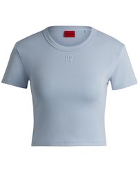 HUGO - Korter Slim-fit T-shirt Van Een Katoenmix Met Tweedelig Logo - Lyst