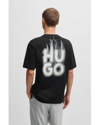 HUGO - Cotton-Jersey T-Shirt With Stacked Smoke Logo Prints - Lyst