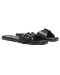 BOSS - Slides Aus Leder Mit Logo-Schließe - Lyst