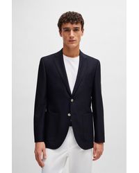 BOSS - Regular-fit Jacket In Micro-patterned Virgin Wool - Lyst