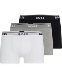 BOSS - Dreier-Pack eng anliegende Boxershorts aus Stretch-Baumwolle mit kurzem Bein und Logo-Bund - Lyst