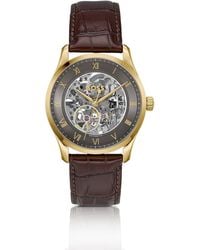 BOSS - Principle Skeleton Orologio Automatico Color Oro Con Quadrante Scheletrato - Lyst
