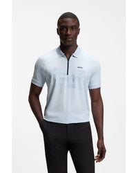 BOSS - Cotton-Blend Zipped Polo Shirt With Reflective Graphics - Lyst