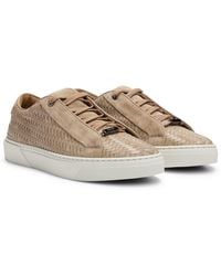 BOSS - Gary Italian-made Woven Trainers In Leather And Suede - Lyst