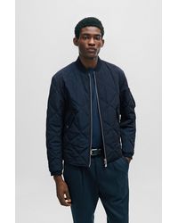 BOSS - Quilted Regular-fit Jacket With Branded Sleeve Pocket - Lyst