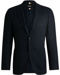 BOSS - Regular-fit Jacket In A Herringbone Stretch-cotton Blend - Lyst