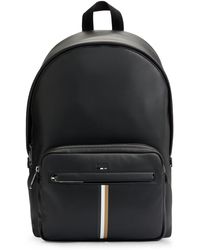 BOSS - Faux-leather Backpack With Signature Stripe - Lyst