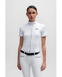 BOSS - Equestrian Show Blouse With Stretch-Cotton Middle - Lyst