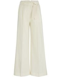 BOSS - Wide-leg Trousers In Wool, Linen And Stretch - Lyst