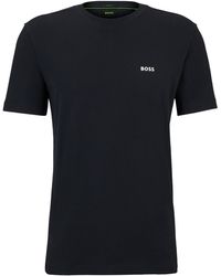 BOSS - Regular-Fit T-Shirt aus Stretch-Baumwolle mit Kontrast-Logo - Lyst