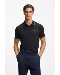 BOSS - Stretch-Cotton Slim-Fit Polo Shirt With Branding - Lyst