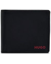 HUGO - Portefeuille à deux volets en cuir avec logos - Lyst