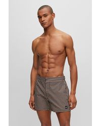 BOSS - Quick-drying Swim Shorts With Hounstooth Pattern - Lyst