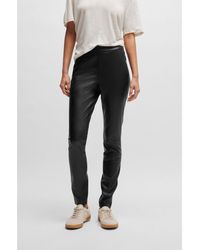 BOSS - Skinny-Fit High-Waisted Trousers With Side Zip - Lyst