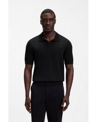 BOSS - Merino-Wool Knit Polo With Johnny Collar - Lyst