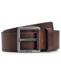 BOSS - Leather Belt With Logo-engraved Buckle - Lyst
