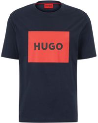 HUGO - Regular-fit T-shirt Van Katoenen Jersey Met Logoprint - Lyst