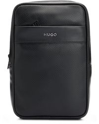 HUGO - Logo-trim Backpack In Perforated Faux Leather - Lyst