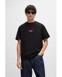 HUGO - Cotton-jersey Relaxed-fit T-shirt With Double Logo - Lyst