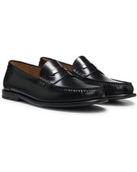 BOSS - Leather Penny Loafers - Lyst