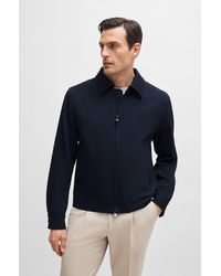 BOSS - Slim-fit Zip-up Jacket In Stretch Virgin Wool - Lyst