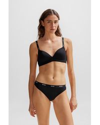 BOSS - Stretch-Jersey Triangle Bra With Logo Straps - Lyst