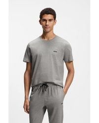 BOSS - Stretch-Cotton T-Shirt With Embroidered Logo - Lyst