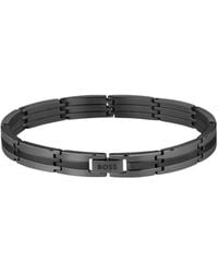 BOSS - Stainless-Steel Striped Cuff With Logo Clasp - Lyst