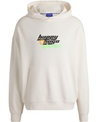 HUGO - Sweat À Capuche Oversize En Molleton De Coton Avec Logo Happy - Lyst